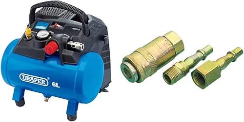 Draper 02115 6L Oil-Free Air Compressor (1.2kW) & 37844 Air