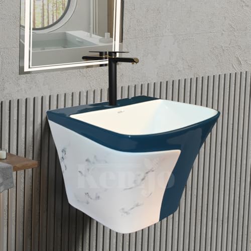Image of Wall Mounted Wash Basin for Bathroom | Wall Hung Wash Basin /Sink (15.35 x 16.14 x 13 Inch, SFKOP - 229)