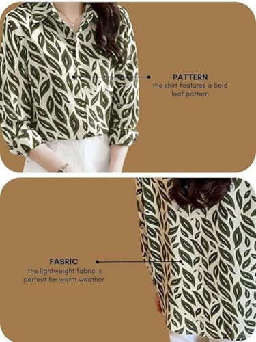 Image of Leriya Fashion Shirt for Women S-3XL | Abstract Printed Crepe Full Sleeve Shirt Collared Silhouette | Office Wear Tops for Women, Western Shirt for Women & Stylish Tops for Women Smart-Casual Styling