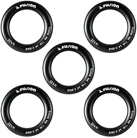 Fusion Climb Perfect Tension Aluminum O-Ring Large 2.625" Matte Black 32KN 5-Pack