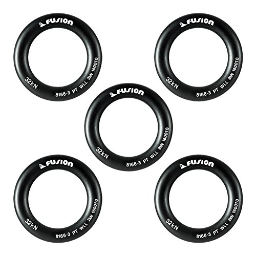 Fusion Climb Small 2-Inch Orange Black Aluminum O-Ring - Matte Black (5-Pack)