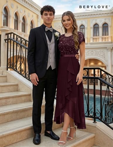 Image of BeryLove Formal Dresses for Women 2026 Wedding Guest with Slit Cocktail Elegant Lace Long Prom Dress