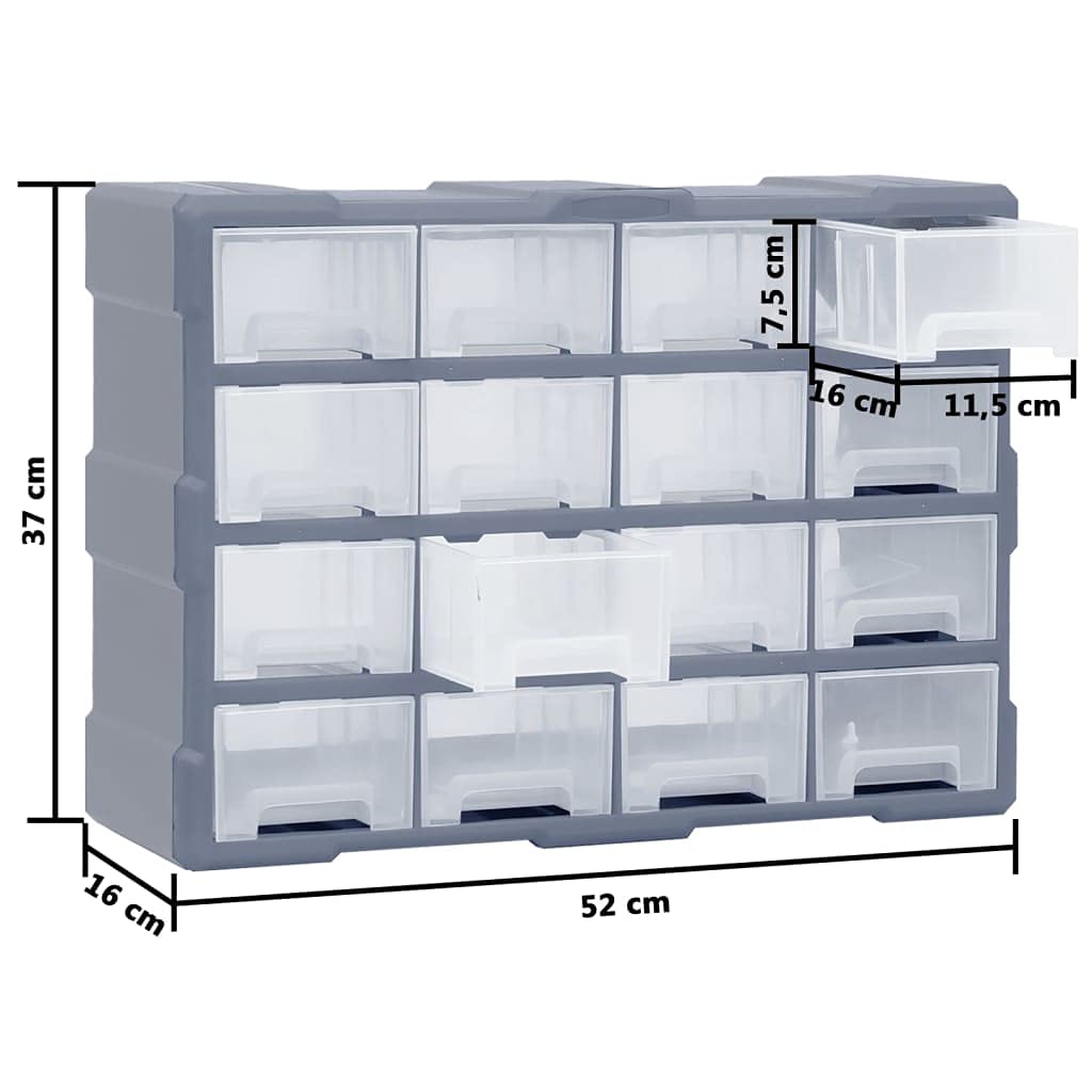 Organizador multicajones con 16 cajones medianos 52x16x37 cm,Organización y Almacenamiento de Herramientas,Cajas de Herramientas,3kg-149602