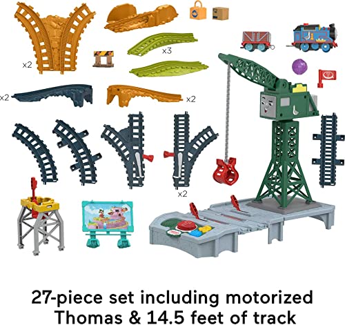 thomas amp friends motorized toy train set talking cranky delivery with track sounds amp phrases for pretend play preschool kids ages 3 years amazon exclusive