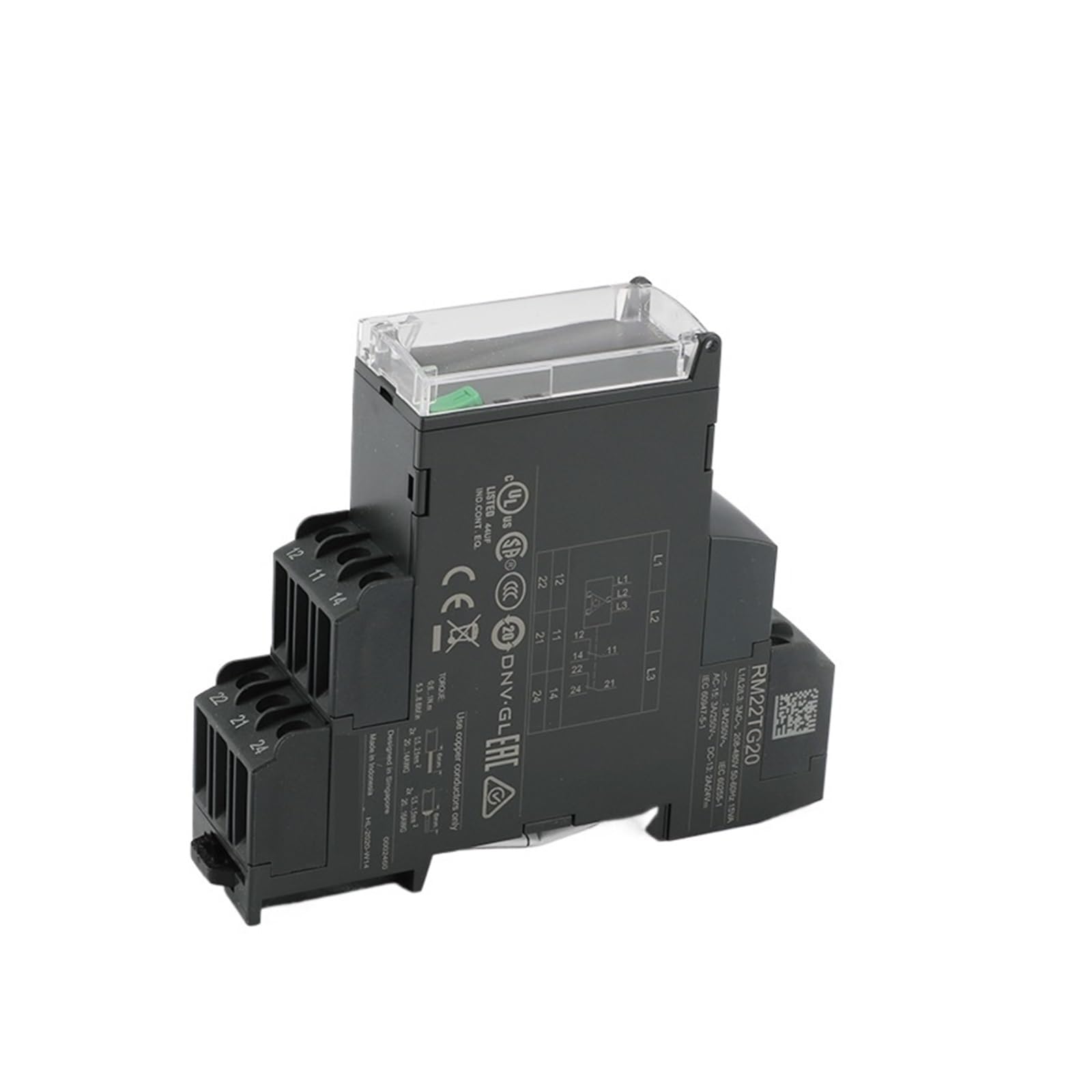 1 relé de Control de alimentación trifásico, 8 A, 2 CO, 183-528 V CA, RM22TG20, RM22TR3, 380-480 V CA.