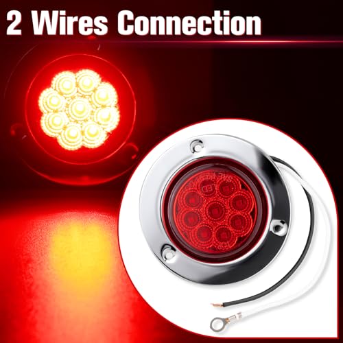 Image of 10PC 2 Inch 9 LED Side Marker Lights with Stainless Steel (Red)