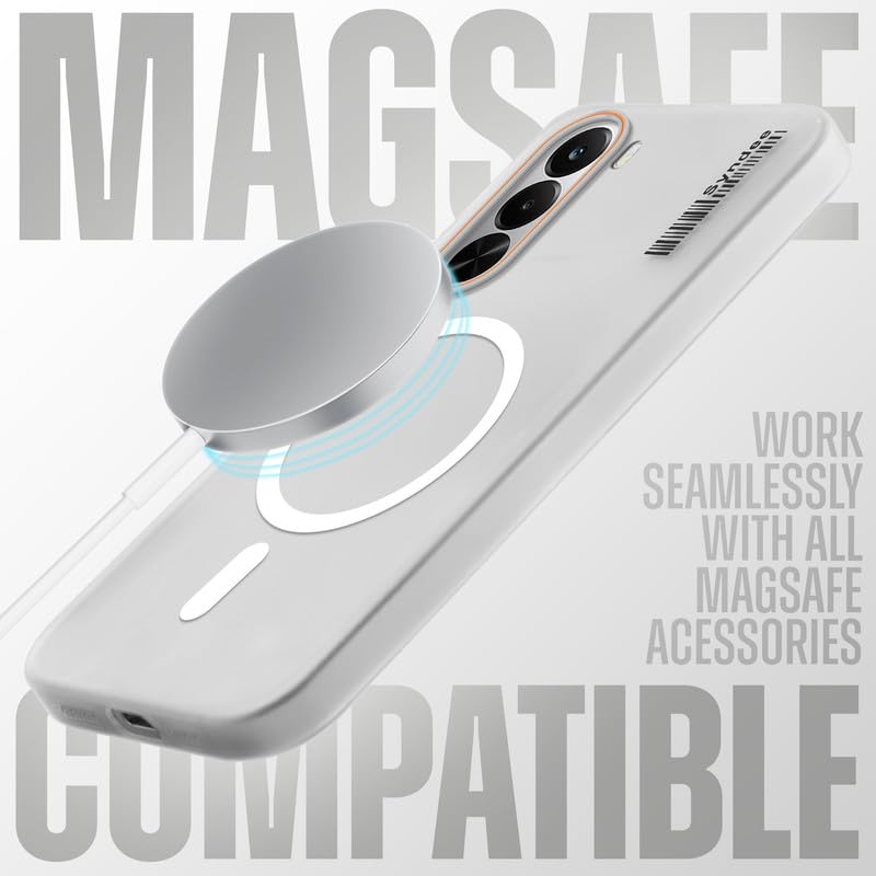 Image of Mr. Case Back Cover for Realme P4x 5G Sleek Frosted Translucent Back Only Compatible with Wireless Magnetic Accessories | Anti-Scratch Shockproof Phone Case - White