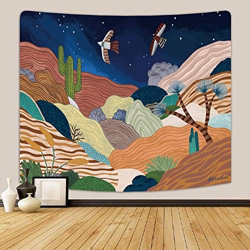 Kath & Cath Mountain Landscape Desert Sun Moon Tapestry Boho Bohemian Tapestry Wall Hanging, Nature Home Decorations for Living Room Bedroom Dorm Wall Decor Wall Decoration in 60x80 Inches 150x200cm
