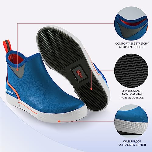 Image of BASSDASH Men's 4.5 inch Waterproof Fishing Deck Boots Anti-Slip Rubber Ankle Boots Rain Shoes for Boating Gardening Working
