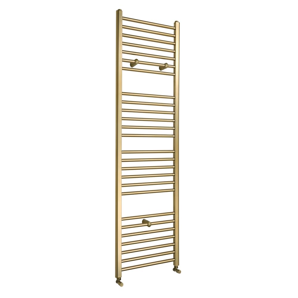 Milano Brushed Brass Orelia Flat Ladder Steel Heated Towel Rail - 1800Mm X 500Mm