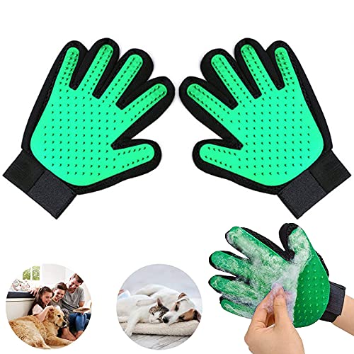 Tuofang Gant de Toilettage pour Animal Domestique, Gant de Nettoyage pour Animaux de Compagnie, Gant de Brosse Chien,Chat Toilettage Massage, pour Enlever Les Poils (Vert)