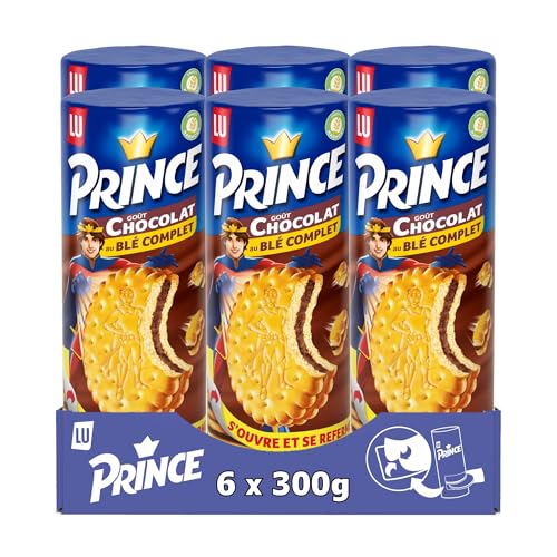 LU PRINCE - 6 Rouleaux de Prince de LU Chocolat - Biscuits Fourrés au Chocolat - Blé Complet et...