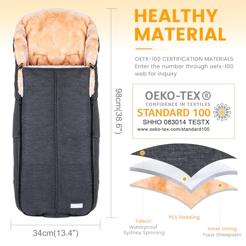 Orzbow A200408 Wool Warm Bunting Bag Universal,Suitable Below 5 ℃,For Alaska,Stroller Sleeping Bag Cold Weather,Waterproof Toddler Footmuff thumb #6