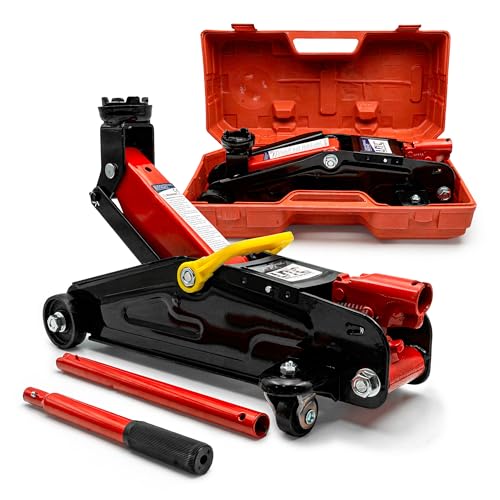UTC Trolley Jack 2 Ton Hydraulic Floor Jack 130 330mm Lift Range Compact Low Profile Twin Castor Wheels Vehicle Lifting Tool Garage Tyre Service Professional Workshop Use 810054-UTC
