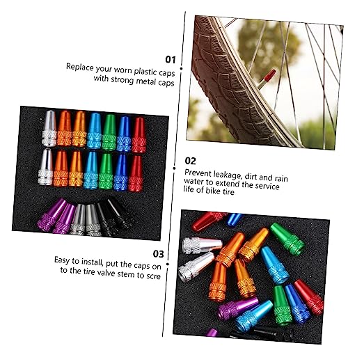 HANABASS 30 Piezas Tapas de Válvula de Aluminio Duraderas para Neumáticos de Bicicleta para Montaña y Ruta, Cubiertas contra Polvo para Prevenir Fugas y Suciedad miniatura 5