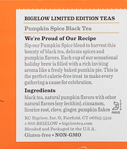 image for Bigelow Tea Bigelow Pumpkin Spice Black Tea Bags, 18 Count Box (Pack o
