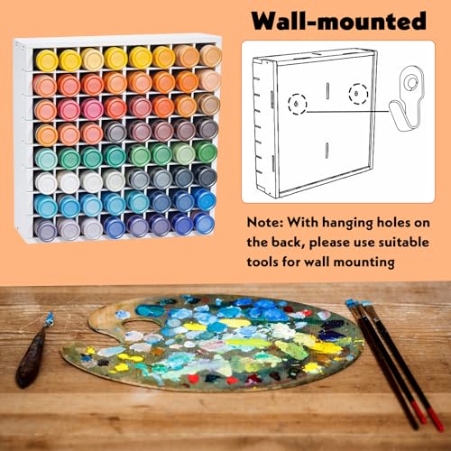 Image of 64 Grids Craft Paint Storage Organizer, Wall-mountable Paints Holder, Stackable Paint Bottle Rack Stand for 2oz Acrylic Craft Paints