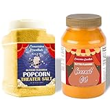 Concession Essentials Movie Night Pack - 1ct of Each Item-32oz Buttery Coconut Oil and 32oz Popcorn Salt for Better Tasting Popcorn-2ct