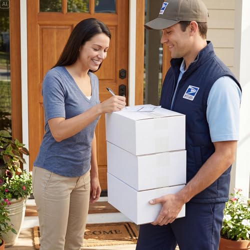Image of HORLIMER 10x7x5 Shipping Boxes Set of 30, White Corrugated Cardboard Mailer Box for Packing Small Business