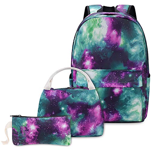 Mochilas Escolares Niño Chico  con Bolsa Almuerzo Estuche de Lápices  Galaxia Azul