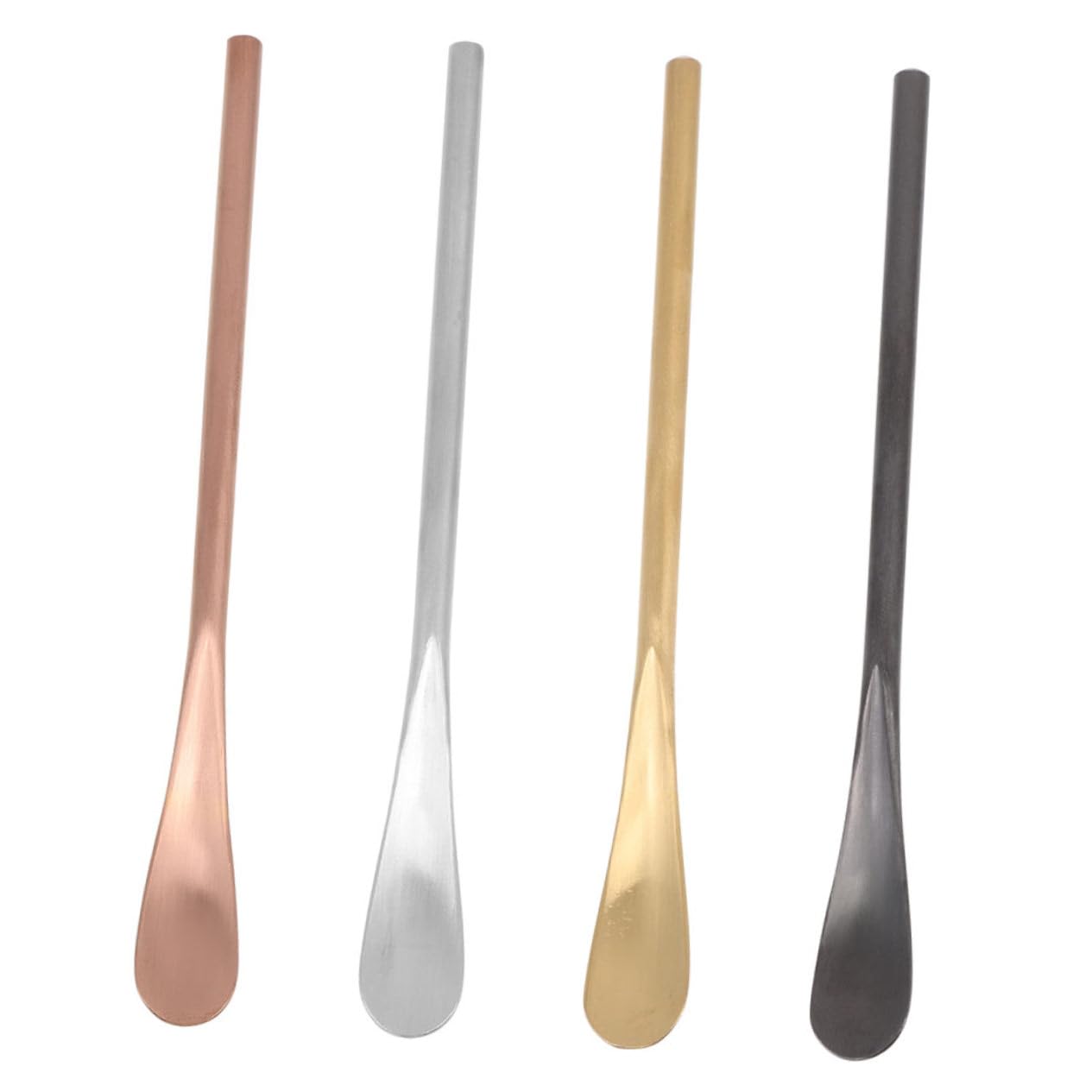 Unomor Stainless Steel Milk Stirring Spoons Set 4 Pcs Long Handle Stirring Rods for Coffee Tea Juice Desserts