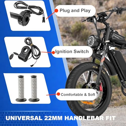 Image of Full Twist Throttle for Ridstar Q20, Surron Throttle with Ignition Switch, Ebike Throttle Grips Cable Kit Compatible with Ridstar Q20 Electric Dirt Bike