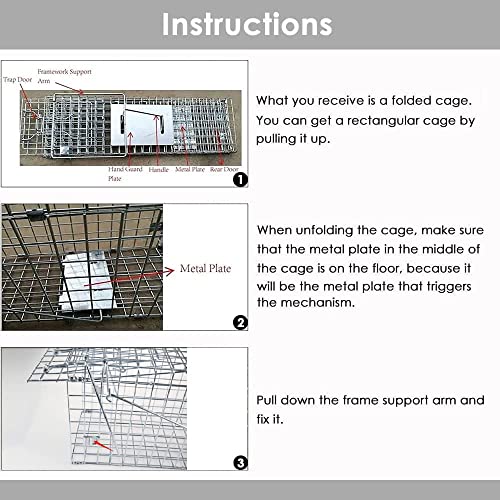Jahy2Tech Live Animal Trap Cage 24"X8"X 7.5" Cat Trap Cage Foldable Steel Humane Catch And Release For Rabbit, Groundhog, Squirrel, Raccoon, Mole, Gopher, Cat #TOP2