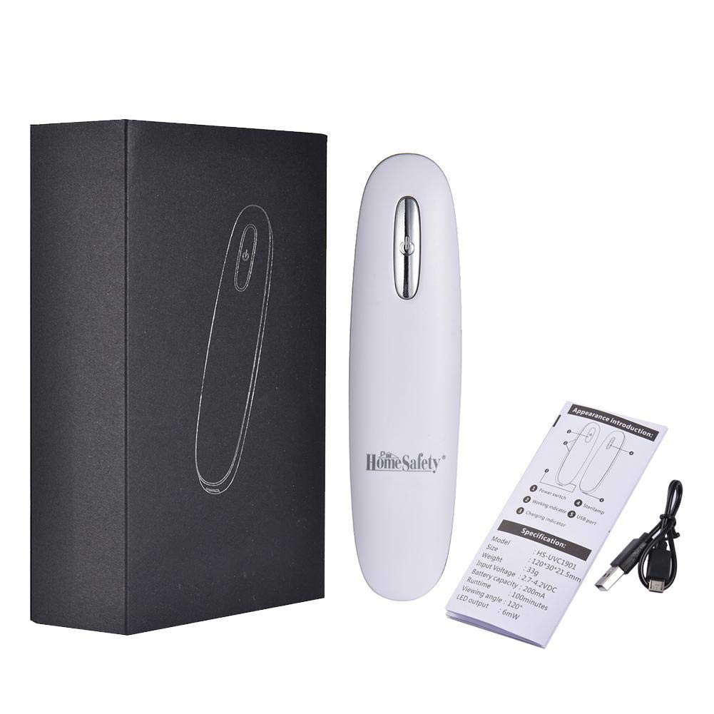 Lámpara UV portátil, USB recargable portátil esterilizador ultravioleta del accesorio ligero, lámpara púrpura UVC para la cubierta exterior Viajes Hogar