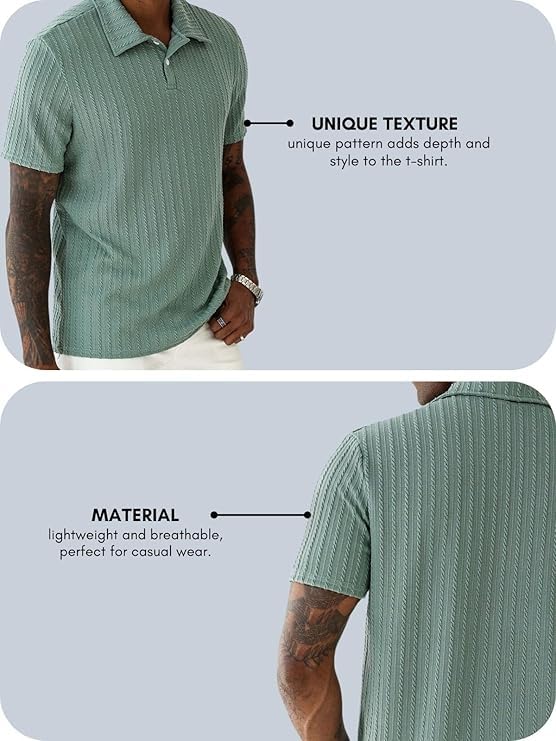 Image of Leriya Fashion Branded Polycotton Tshirt For Man | Men's Summer Textured Polo T-Shirt | Stylish Half Sleeve Collared Tee | Soft Breathable Knit Fabric | Regular Fit Casual Polo for Office, Travel & Everyday Wear