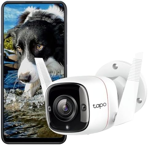Tapo 3MP 1296p High Definition Outdoor CCTV Security Wi-Fi Smart Camera | Alexa Enabled | Weatherproof | Night Vision | 2-Way Audio | SD Storage (C310) White