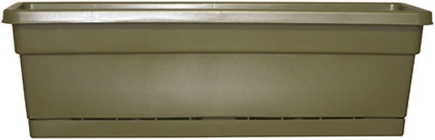 Southern Patio 24" Rolled Rim Window Box with Attached Tray, Olive Green