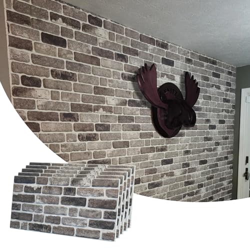 Dundee Deco 3D Wall Panels Faux Brick - Cladding, Grey Black Stone Look Wall Paneling, Styrofoam Facing for Living Room, Kitchen, Bathroom, Balcony, Bedroom, Set of 5, Covers 27 sq ft