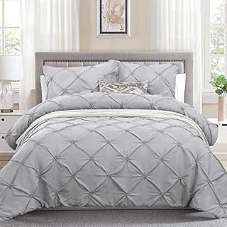 White Pintuck Duvet Cover Set 2 Pieces Pinch Pleat Bedding Quilt Cover Set, Lightweight Microfiber Bedding Single Size 135x200cm