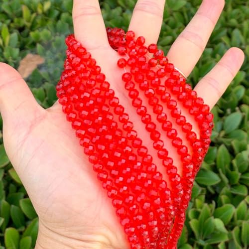Image of 1000pcs Czech Faceted Rondelle Crystal Glass Beads 6mm Bulk Light Siam Red