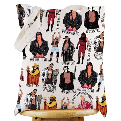 WZMPA Classic Wrestler Tote Bag Wrestling Match Fans Gift Wrestlin Hero Reusable Grocery Bag (IT'S...