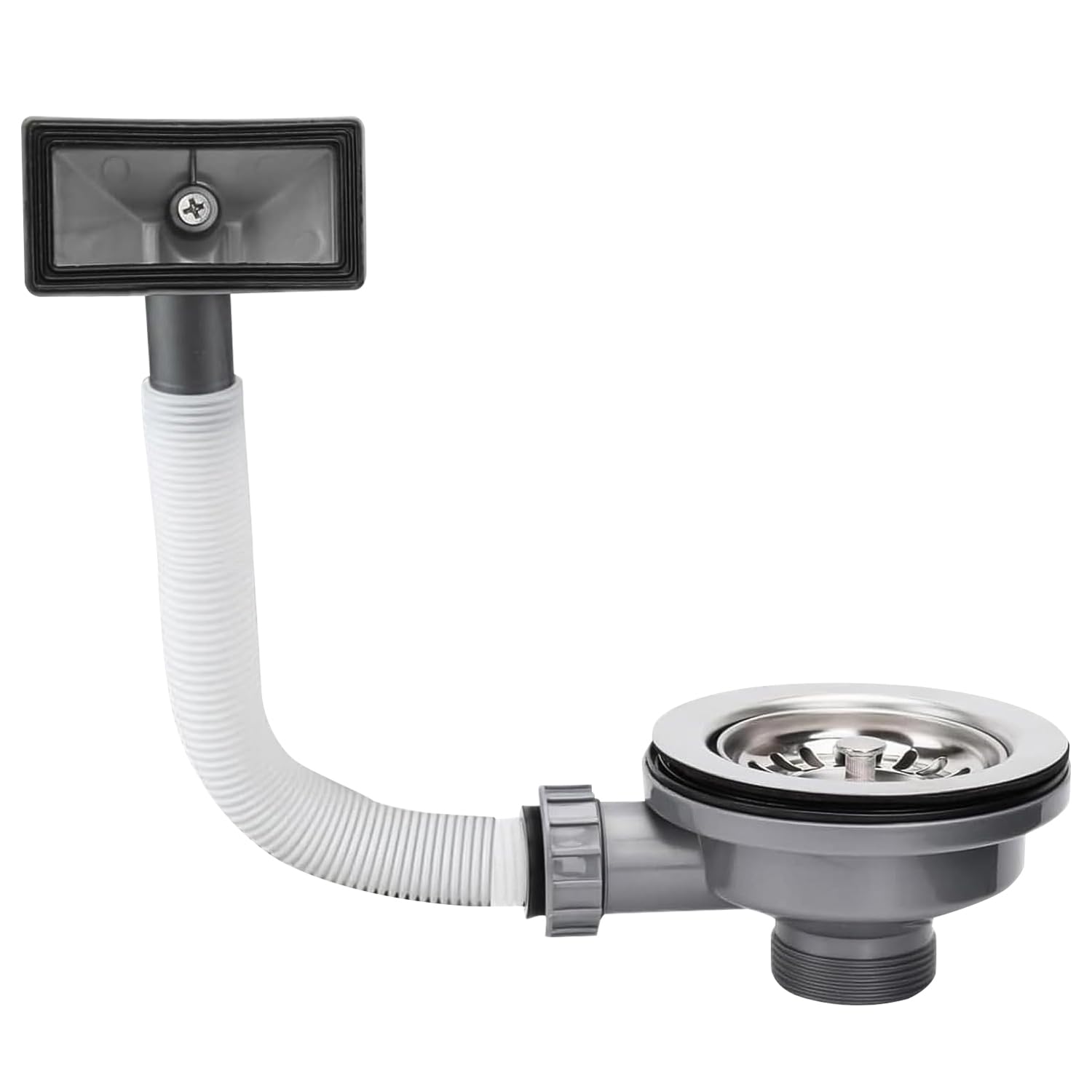 Belofay Chrome Kitchen Sink Waste Kit, Overflow Kit – Stainless Steel Sink Strainer Plug, 114Mm Kitchen Sinks Drain With Overflow Pipes & Square Cover, Durable Sinks Strainer System For Clean Drainage