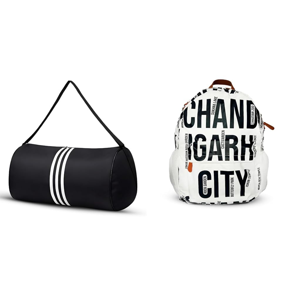 Gym Bag for Men & Women | Sports Duffle Bag with Shoulder Strap | Lightweight Waterproof + Air Backpack White Chandigarh City Print 20L Lightweight Waterproof Anti-Theft Nylon Laptop-image-19