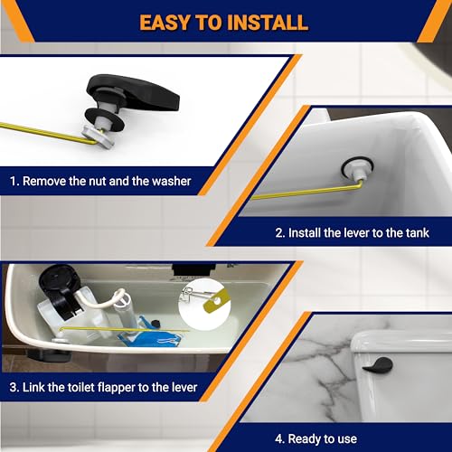 Image of Front Mount Toilet Handle Replacement, Compatible with American Standard, Kohler, TOTO, Gerber and Most Front Mount Toilet Tanks - Matte Black
