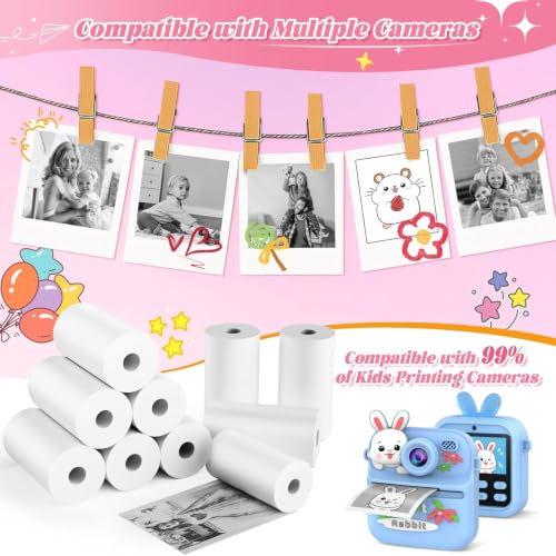 Image of Cason Pack of 5 Rolls for Instant Camera for Kids with Print,Premium 5 Paper Roll Refill,Scratch-Resistant, BPA Free, Suitable for All Instant Print Camera for Kids (White) (Only Rolls)