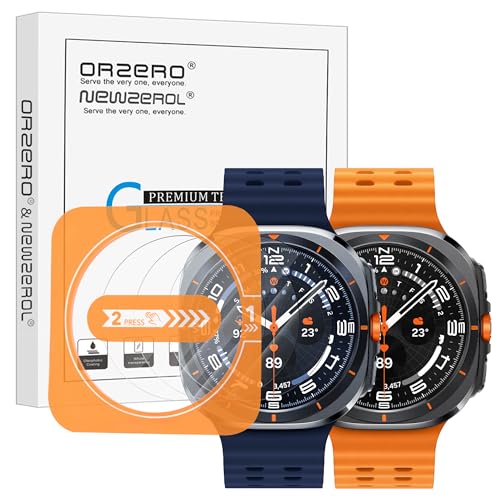 (3 Pack) Orzero Tempered Glass Watch Screen Protector for Samsung Galaxy Watch 8 Ultra 2025/Samsung Galaxy Watch Ultra 2024 47mm Protector De Pantalla with Auto Alignment Tool 9 Hardness High Definition Anti-Scratch Bubble Free
