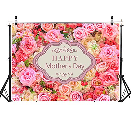 WOLADA Happy Mothers Day Photography Backdrop Mothers Day Flowers Wall Photography Backdrop 7x5FT 12028