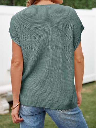 Image of Imily Bela Summer Fall Short Sleeve Sweater for Women | 2026 Crew Neck Ribbed Knit Vests Trendy Pullover Tops,Sweater Tank Tops,Sweater Vest