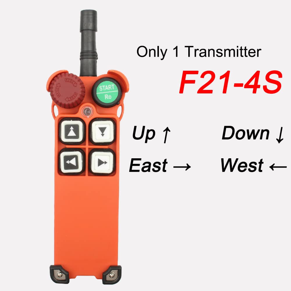 Przemysłowy pilot do dźwigu, F21-4S Przemysłowy bezprzewodowy pilot radiowy do dźwigu, wielonapięciowy, 12 V–380 V AC/DC(1 and 1,UHF 868Mhz- DC 36V)