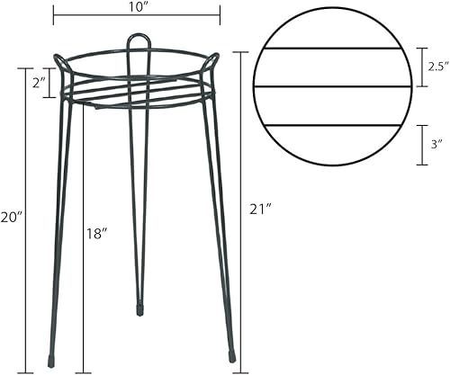 Miniatura 2 de soporte básico para plantas, 21 - pulgadas, Negro