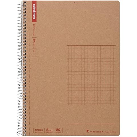 Maruman N247ES Notebook, Ring Notebook, 0.2 inch (5 mm), Square Ruled, Basic, A5, 80 Pieces, Set of 5 Cover
