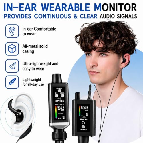 Image of HY-EMX 1 UHF Wireless in Ear Monitor IEM System, Metal Transmitter & Receiver with Pro Earphones, 16 Ch, 50m Range, USB C Rechargeable, Expandable Multi-Receiver for Stage, Band & Live Performance