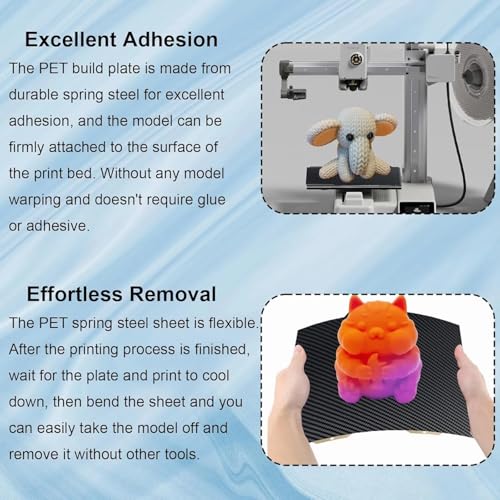 Image of Flexible PET PEI Build Plate for Bambu Lab A1 Mini, Double Sided Carbon Fiber PET+Textured PEI Spring Steel Sheet 184x184mm for Bambu A1 Mini 3D Printers