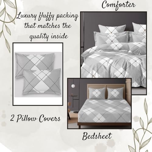 Image of Ultra-Soft Luxury AC Comforter Set Double Bed | 90x100 Inch | Includes 1 Comforter, 1 Bedsheet & 2 Pillow Covers | All-Season Premium Bedding Set (Graphix)