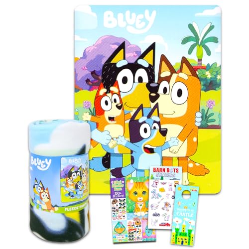 Image of Disney Bluey Fleece Blanket Set for Kids - Bundle with Bluey 45x60 Blanket, Stickers & More | Bluey Throw Blanket for Boys, Girls (Bluey Gift Set)
