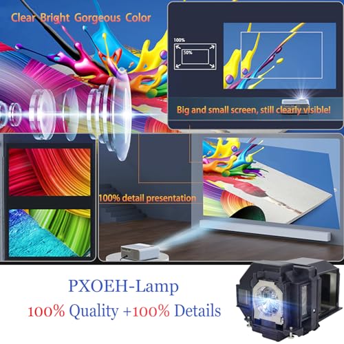 Image of ELP97 /V13H010L97 for EPSON Pro EX7280 EX9240 EX9230 EX3280 EX5280,VS260 Powerlite Home Cinema 2250 1288W E20 2200 850 U50 982W EB-U50 EB-992F Replacement Projector Lamp Bulb with Housing.